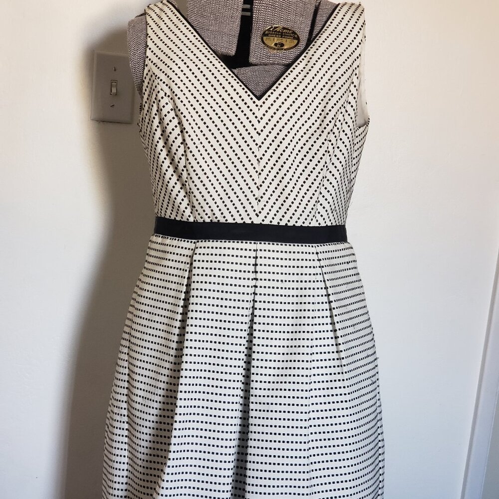 Black and white dress knee length dress